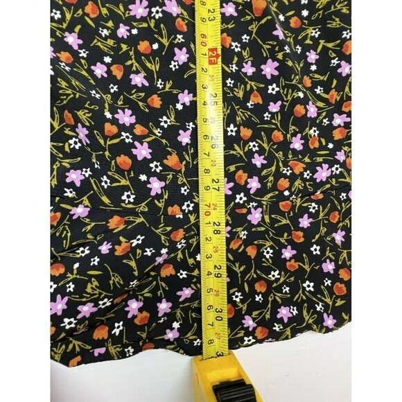 ZARA Floral Printed Peplum Top Sz S Black Red Ruffle Long Sleeves - Picture 5 of 5